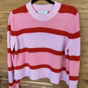 La Ligne Vibrant Pink and Red Striped Sweater